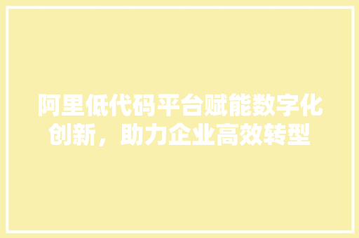 阿里低代码平台赋能数字化创新，助力企业高效转型