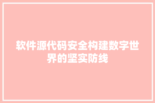 软件源代码安全构建数字世界的坚实防线
