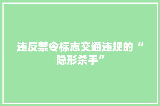 违反禁令标志交通违规的“隐形杀手”
