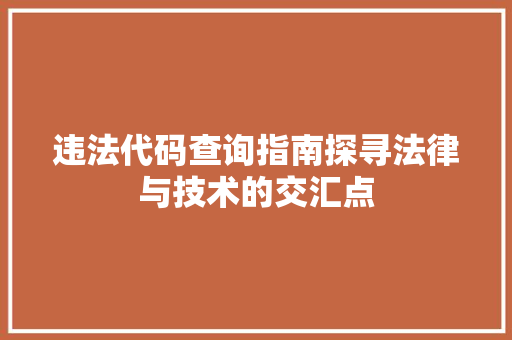 违法代码查询指南探寻法律与技术的交汇点
