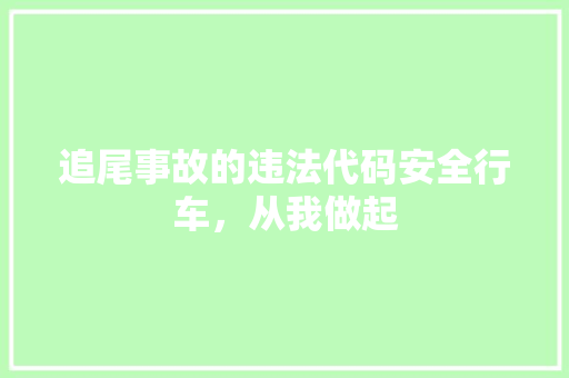 追尾事故的违法代码安全行车，从我做起