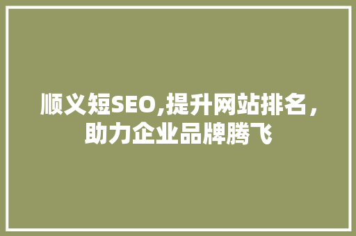 顺义短SEO,提升网站排名，助力企业品牌腾飞