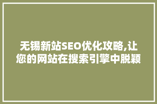 无锡新站SEO优化攻略,让您的网站在搜索引擎中脱颖而出