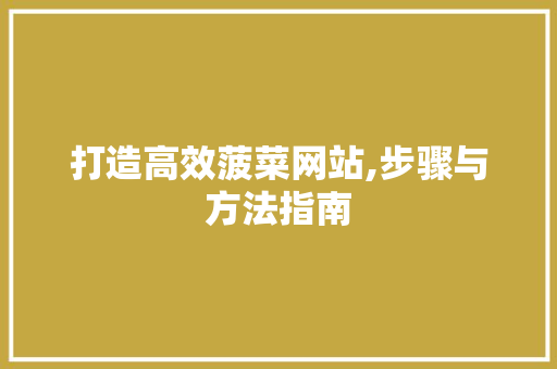 打造高效菠菜网站,步骤与方法指南