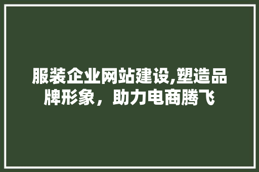 服装企业网站建设,塑造品牌形象，助力电商腾飞