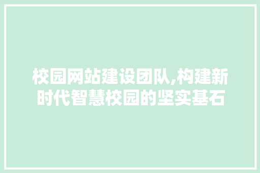 校园网站建设团队,构建新时代智慧校园的坚实基石