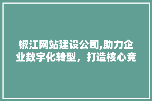 椒江网站建设公司,助力企业数字化转型，打造核心竞争力
