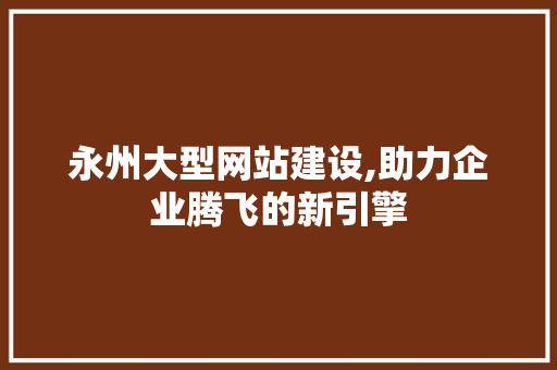 永州大型网站建设,助力企业腾飞的新引擎