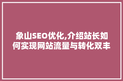 象山SEO优化,介绍站长如何实现网站流量与转化双丰收