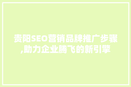 贵阳SEO营销品牌推广步骤,助力企业腾飞的新引擎