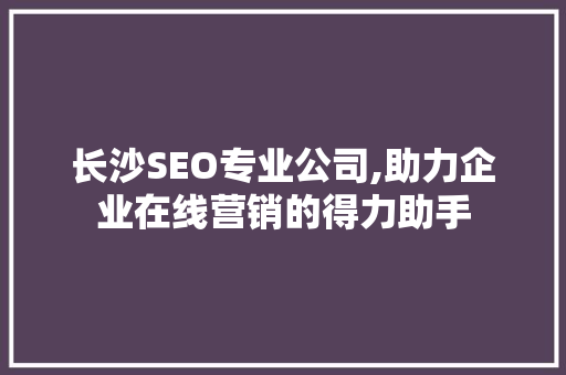 长沙SEO专业公司,助力企业在线营销的得力助手