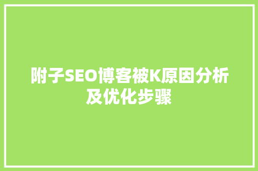 附子SEO博客被K原因分析及优化步骤