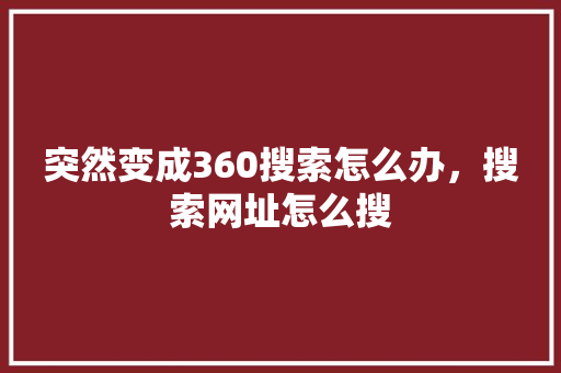 突然变成360搜索怎么办，搜索网址怎么搜