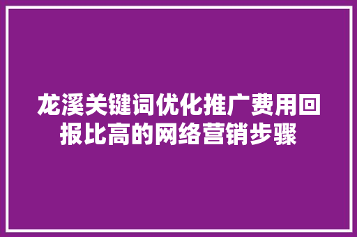 龙溪关键词优化推广费用回报比高的网络营销步骤