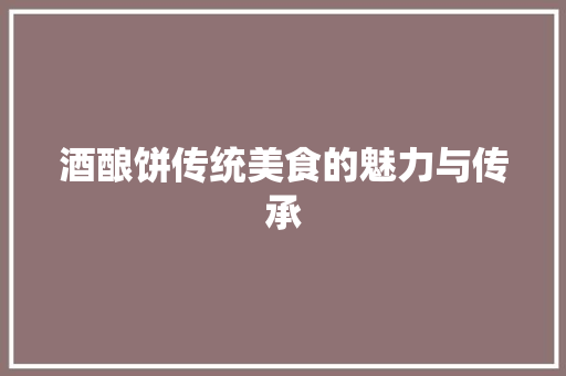 酒酿饼传统美食的魅力与传承