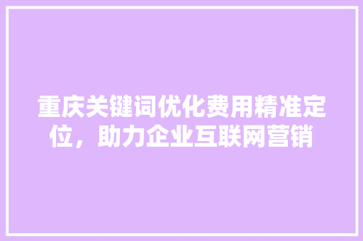 重庆关键词优化费用精准定位，助力企业互联网营销