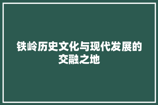铁岭历史文化与现代发展的交融之地