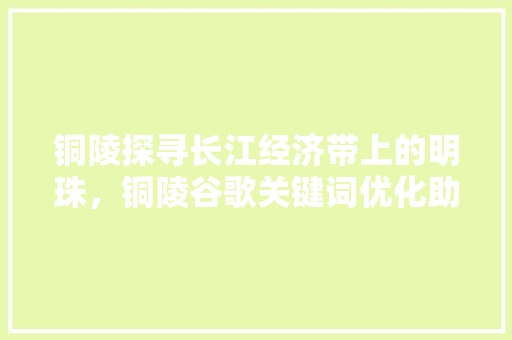 铜陵探寻长江经济带上的明珠，铜陵谷歌关键词优化助力城市发展
